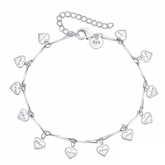 925 Sterling Silver Heart Earrings Necklace Bracelet And Ring Adjustable Gift - Picture 5 of 9